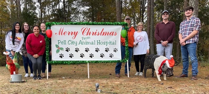 Merry Christmas banner with team